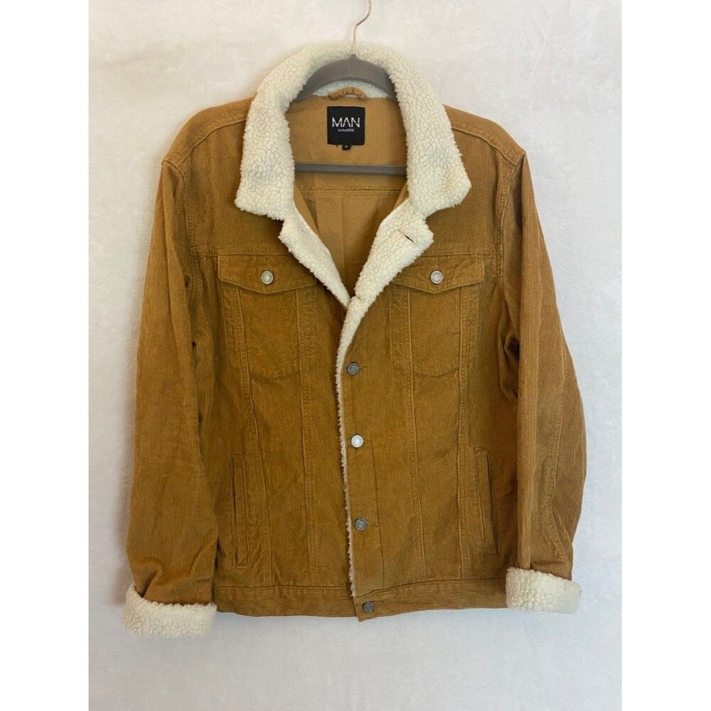 boohooMAN XL Brown Corduroy Sherpa Lined Jacket Men XL